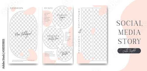 Social media ig instagram story frame set background template with cream yellow pastel liquid simple elegant minimalist style