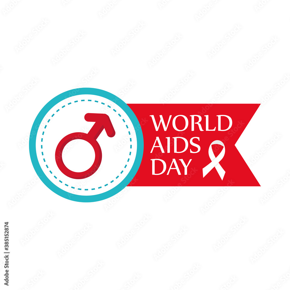 World aids day with male gender and ribbon design, first december and awareness theme Vector illustration