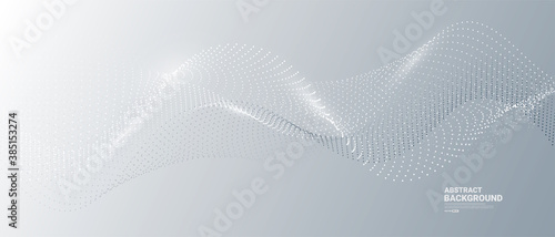 Gray and white abstract background with flowing particles. Digital future technology concept. vector illustration.	
 photo