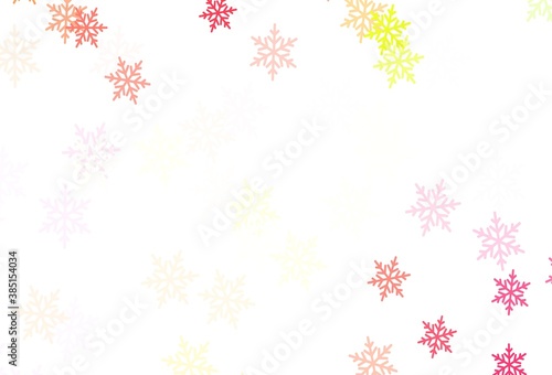 Light Pink  Yellow vector background with xmas snowflakes  stars.