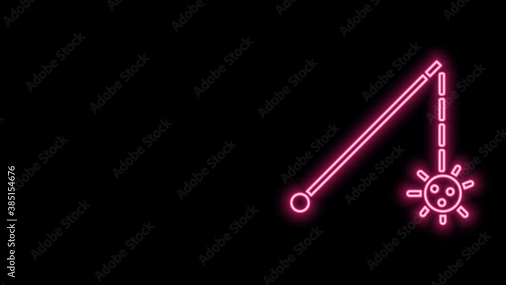 Glowing neon line Medieval chained mace ball icon isolated on black background. Medieval weapon. 4K Video motion graphic animation Glowing neon line Medieval chained mace ball icon isolated on black background. Medieval weapon. 4K Video motion graphic animation