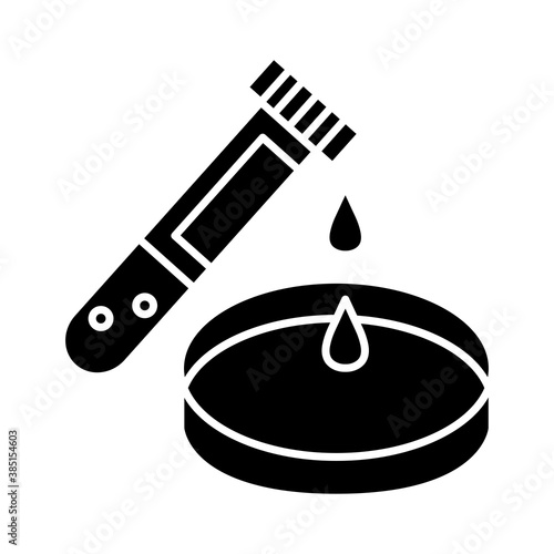 test tube blood drops and plate silhouette style icon design of Medical care health and emergency theme Vector illustration