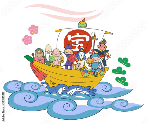 2021年　七福神　年賀状素材　イラスト
