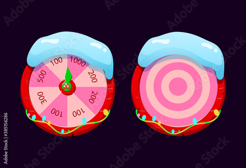 Set of wooden arrow target and daily spin for gui asset elements vector illustration