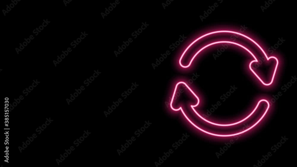 Glowing neon line Refresh icon isolated on black background. Reload symbol. Rotation arrows in a circle sign. 4K Video motion graphic animation Glowing neon line Refresh icon isolated on black background. Reload symbol. Rotation arrows in a circle sign. 4K Video motion graphic animation
