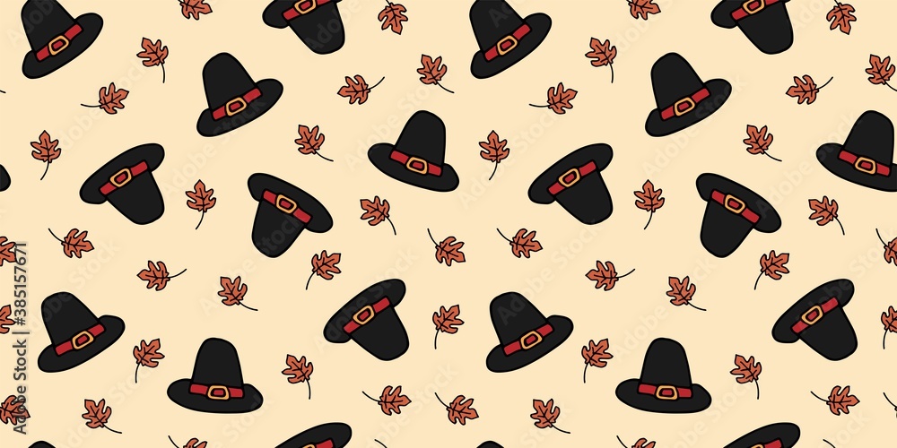 Tall Pilgrim Hat seamless pattern.Seamless pattern with pilgrim hat. Thanksgiving Day pattern. Thanksgiving Day background. Tall Pilgrim Hat seamless pattern.Seamless pattern with pilgrim hat. Thanksgiving Day pattern. Thanksgiving Day background.