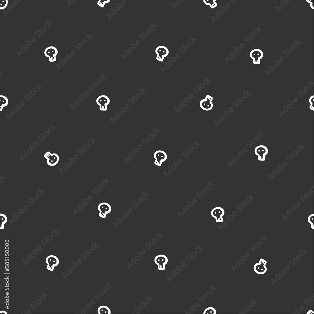 Halloween seamless pattern with skulls on a dark background. Scary wallpaper. Vector doodle image. Halloween seamless pattern with skulls on a dark background. Scary wallpaper. Vector doodle image.