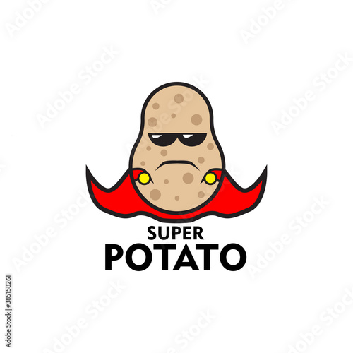 potato logo with super hero concept. logo for a food brand