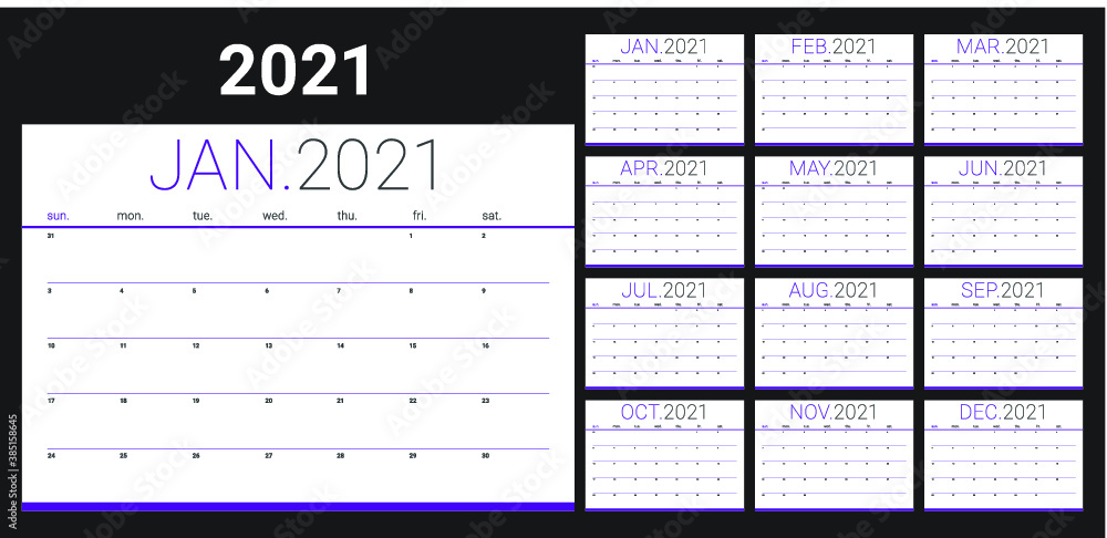 Year 2021 desk calendar vector illustration, simple and clean design.
Year 2021 desk calendar vector illustration, simple and clean design.