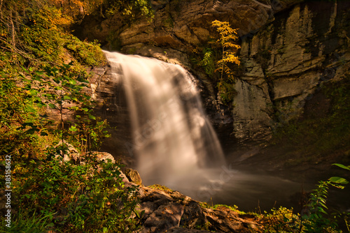 A long exposure of Looking Glass Falls in the Pisgah National Forest in North Carolina.