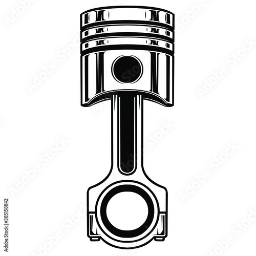 Piston vector on black and white background, piston silhouette