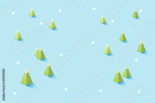 Merry christmas and winter season landscape.Hill and mountain with snowfall on blue background.