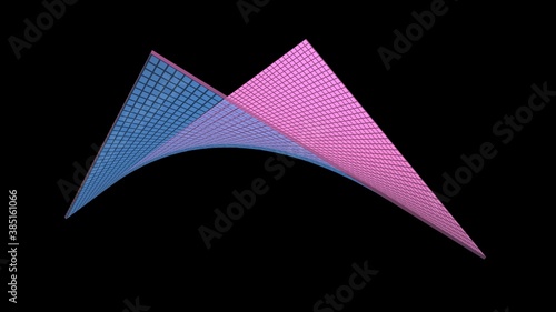 Hyperbolic paraboloid mathematical geometry. 3d rendering illustration photo