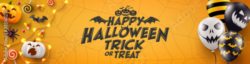 Halloween poster and banner template with halloween element.Website spooky,Background or banner Halloween template.Vector illustration.