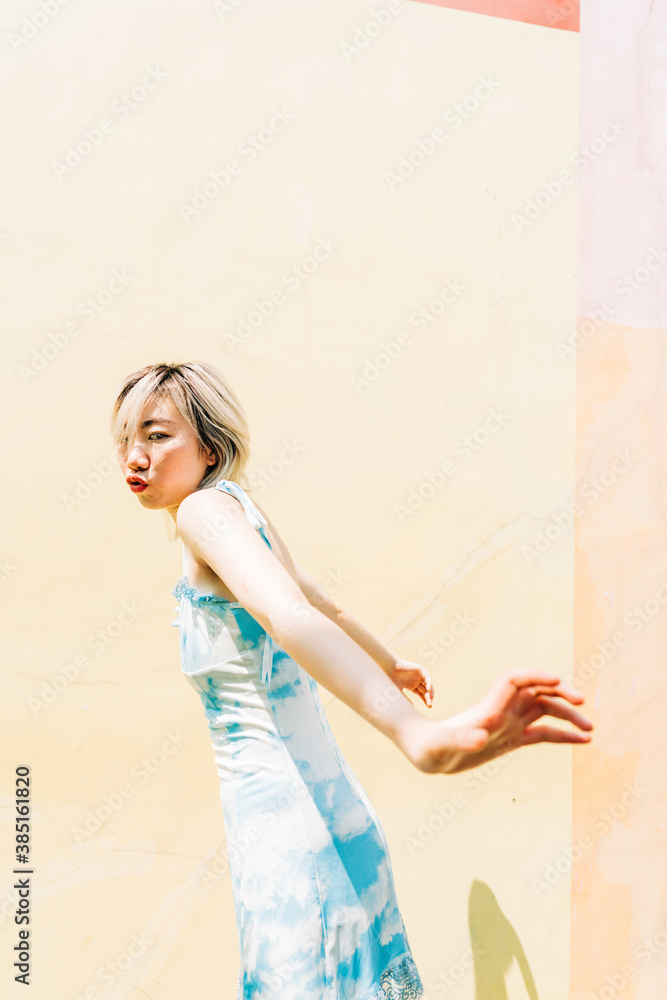 portrait of Chinese young fashion woman outdoor portrait of Chinese young fashion woman outdoor