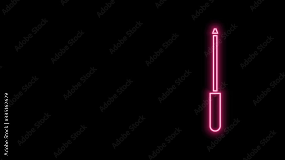 Glowing neon line Knife sharpener icon isolated on black background. 4K Video motion graphic animation Glowing neon line Knife sharpener icon isolated on black background. 4K Video motion graphic animation