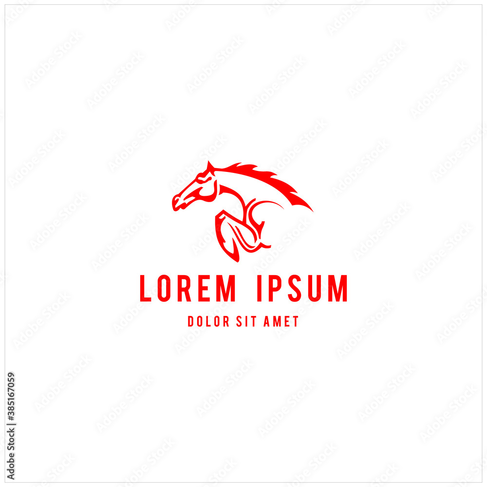 Obraz premium Silhouette Horse Stallion Vector Illustration Isolated on White Background Logo Design