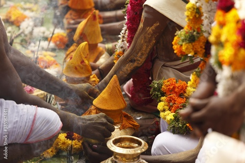 Offerings, Thaipusam festival in Tenkasi, Tamil Nadu, Tamilnadu, South India, India, Asia photo