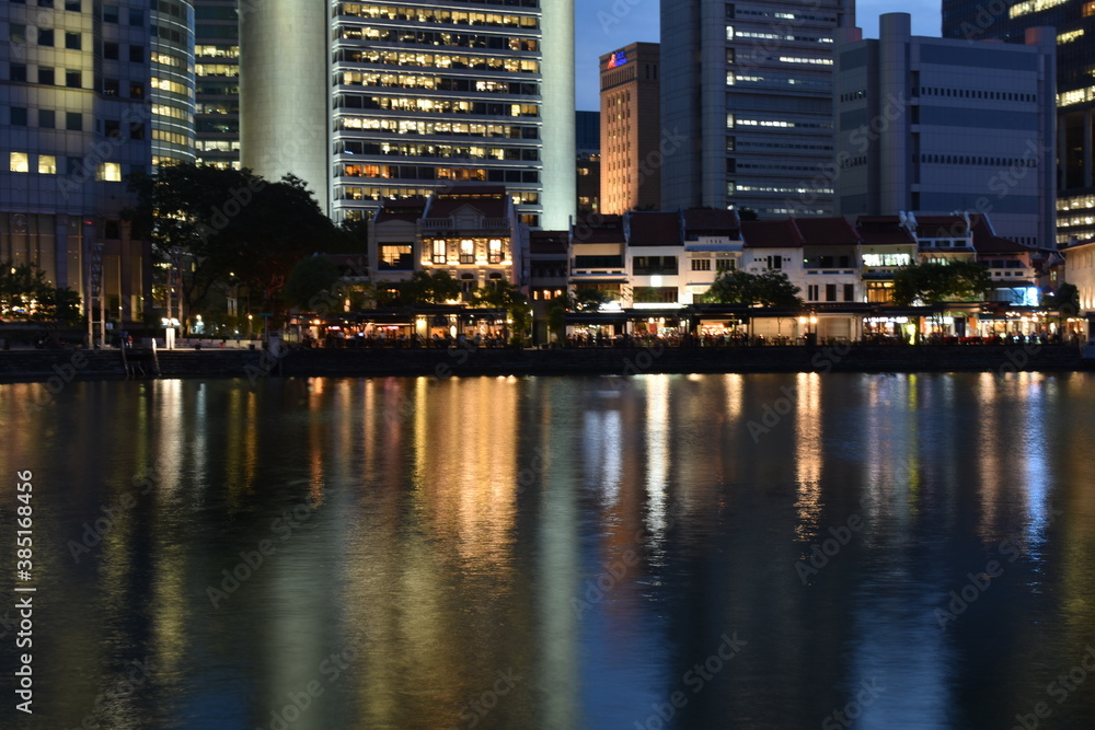 Singapore River Night Reflection