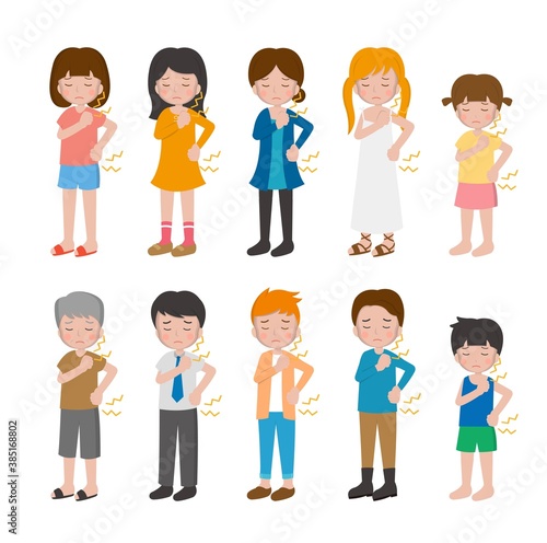 10 kinds of cartoon characters vector set of man and woman with children, bones, soreness