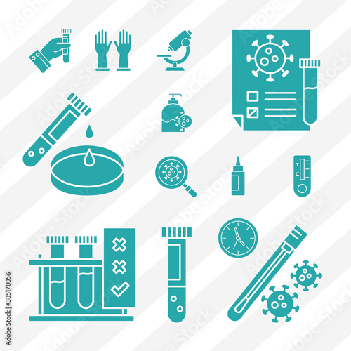 covid 19 virus test silhouette style set icons design of 2019 ncov cov and coronavirus theme Vector illustration