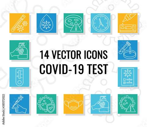 covid 19 virus test line style icons design of 2019 ncov cov and coronavirus theme Vector illustration