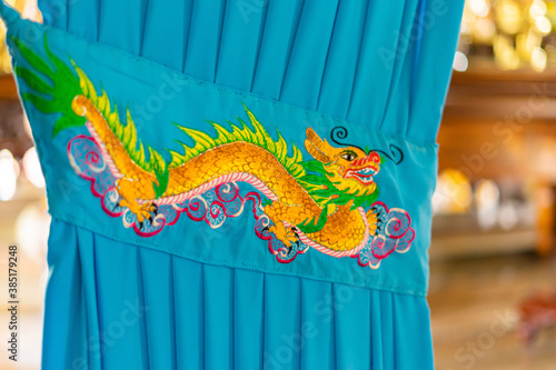 Interior and decoration inside a Cao Dai Temple in Tay Ninh province, near ho chi minh city, Vietnam photo