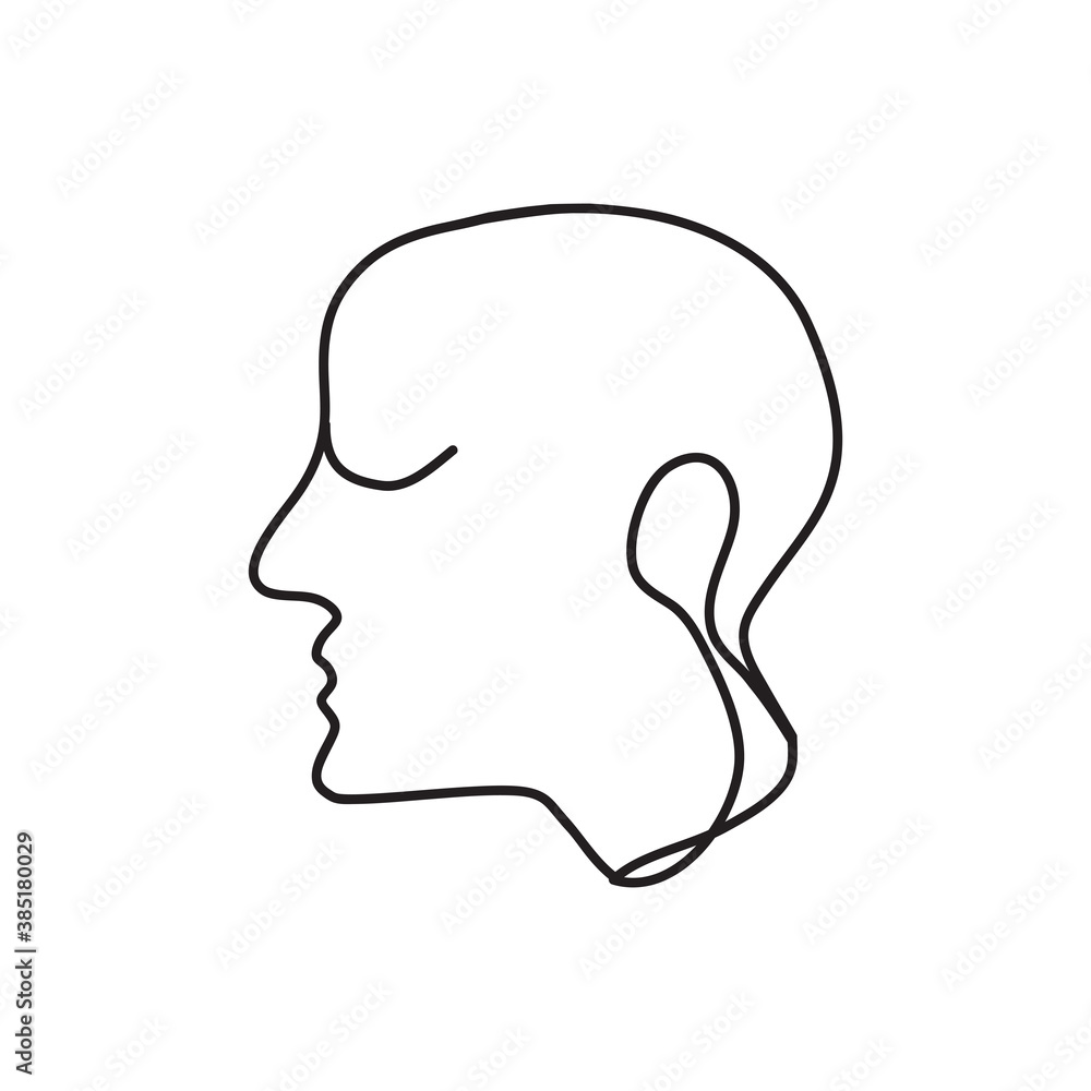 line drawing of head man. line drawing of head man.