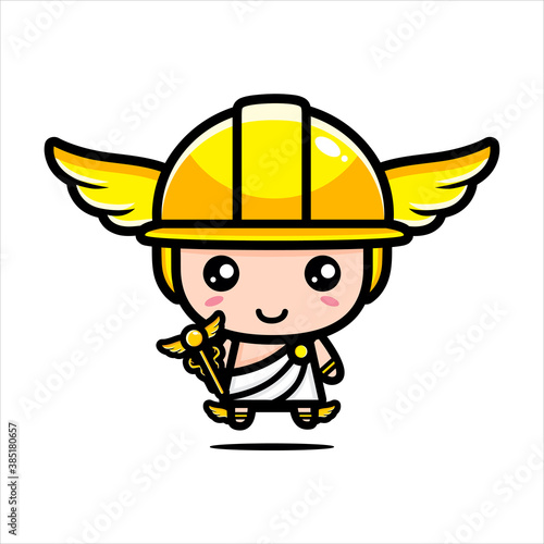 cute hermes god character vector design