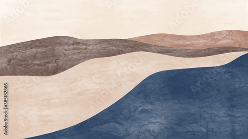 Abstract mountain landscape, Natural landscape background. Creative minimalist hand painted design for wall decoration, postcard or brochure design.vector illustration.