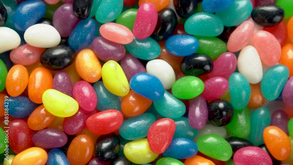 Jelly beans rotating overhead shot centred Jelly beans rotating overhead shot centred