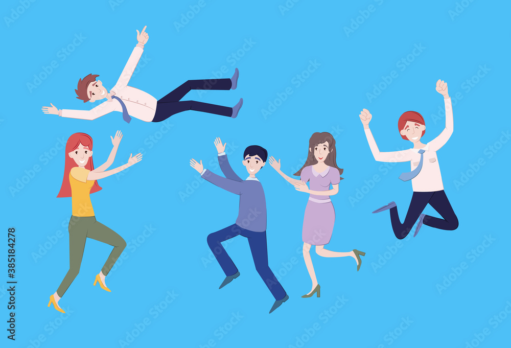 Team celebrates success. Successful working colleagues with prize. Business teamwork group employee of happy people, jumping, celebrating victory together. Achievement reward, winning characters Team celebrates success. Successful working colleagues with prize. Business teamwork group employee of happy people, jumping, celebrating victory together. Achievement reward, winning characters