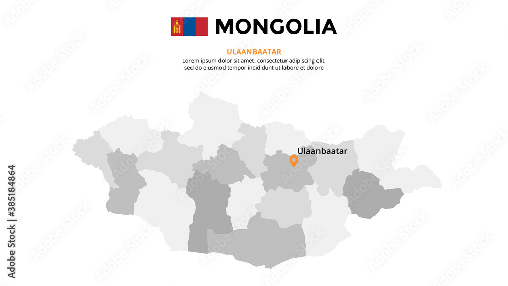 Mongolia vector map infographic template. Slide presentation. Global business marketing concept. Asia country. World transportation geography data. 