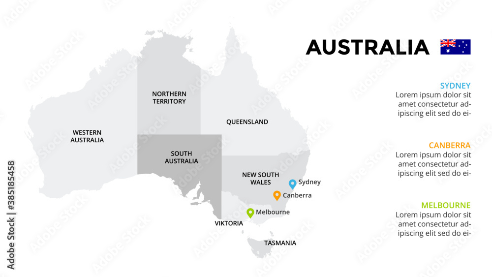 Sydney To Canberra Map Australia Vector Map Infographic Template. Slide Presentation. Sydney,  Canberra, Melbourne. Asia Country. World Transportation Geography Data.  Stock Vector | Adobe Stock