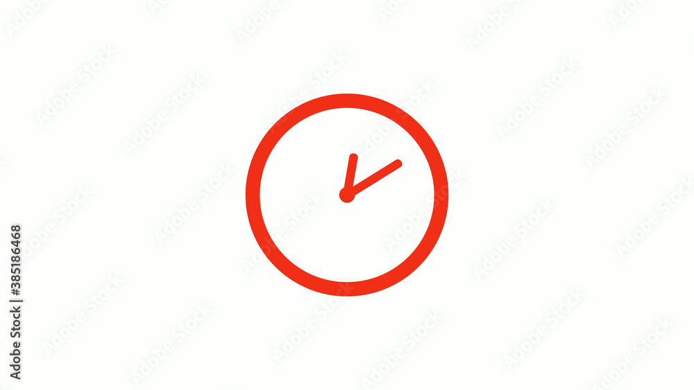 Circle red color clock icon on white background, Clock icon Circle red color clock icon on white background, Clock icon