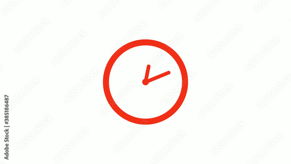 Circle red color clock icon on white background, Clock icon Circle red color clock icon on white background, Clock icon