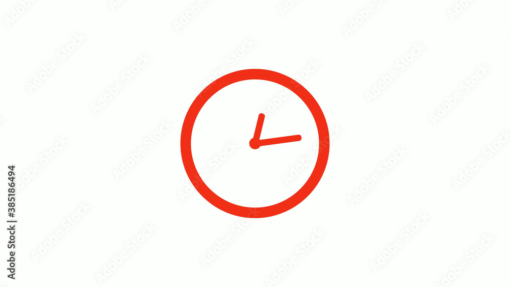 Circle red color clock icon on white background, Clock icon Circle red color clock icon on white background, Clock icon