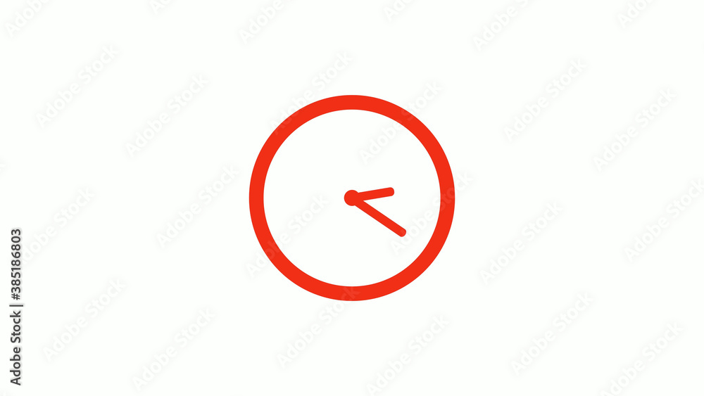 Amazing red color circle clock icon on white background, Red clock icon without trick Amazing red color circle clock icon on white background, Red clock icon without trick