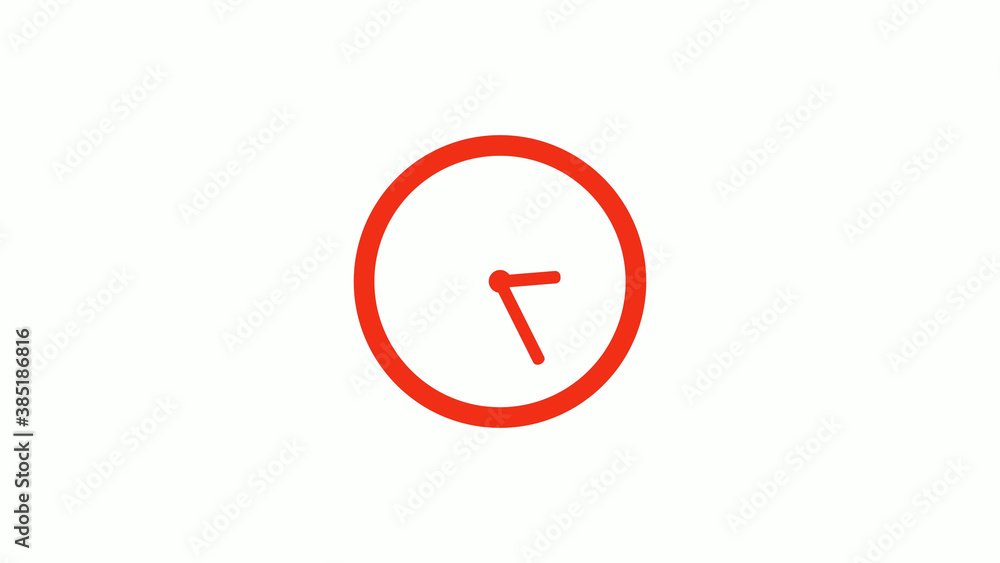 Amazing red color circle clock icon on white background, Red clock icon without trick Amazing red color circle clock icon on white background, Red clock icon without trick