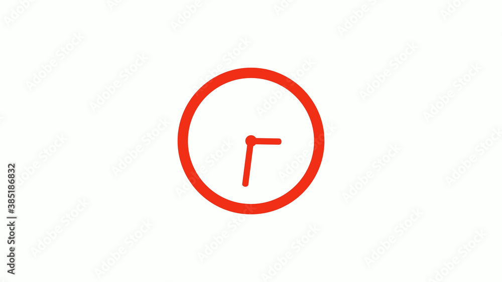 Amazing red color circle clock icon on white background, Red clock icon without trick Amazing red color circle clock icon on white background, Red clock icon without trick