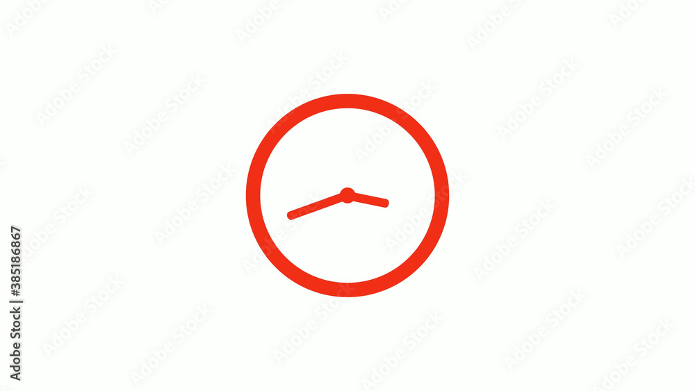 Amazing red color circle clock icon on white background, Red clock icon without trick Amazing red color circle clock icon on white background, Red clock icon without trick