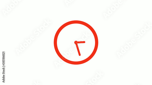 Amazing red color circle clock icon on white background, Red clock icon without trick