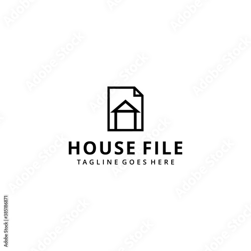 Illustration abstract file document with house sign logo design template