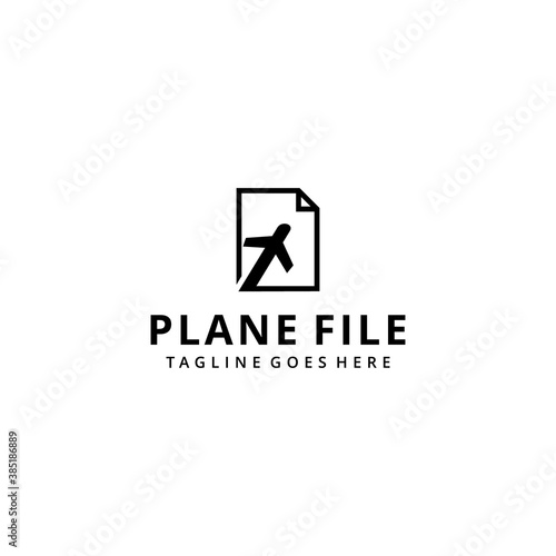 Illustration abstract file document with airplane sign logo design template
