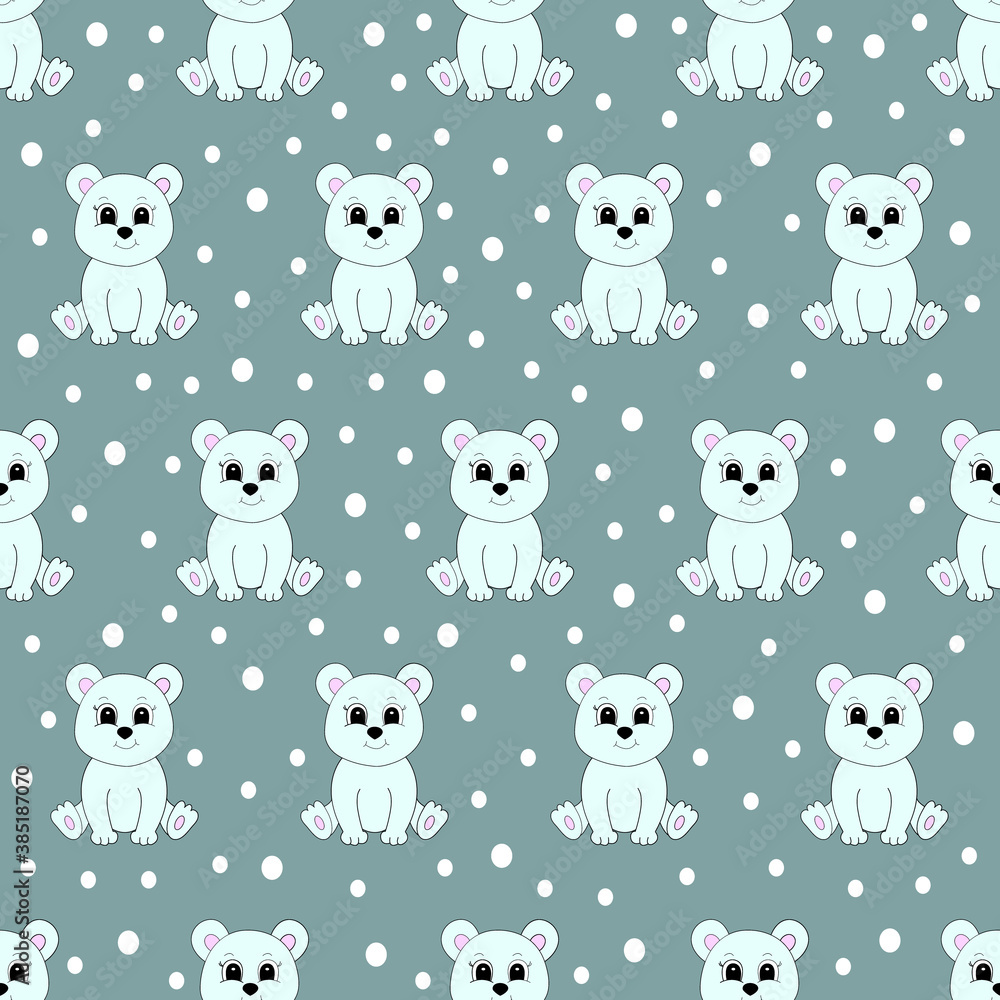 Cute cartoon polar bear. Vector illustration for children. Seamless pattern. Cute cartoon polar bear. Vector illustration for children. Seamless pattern.