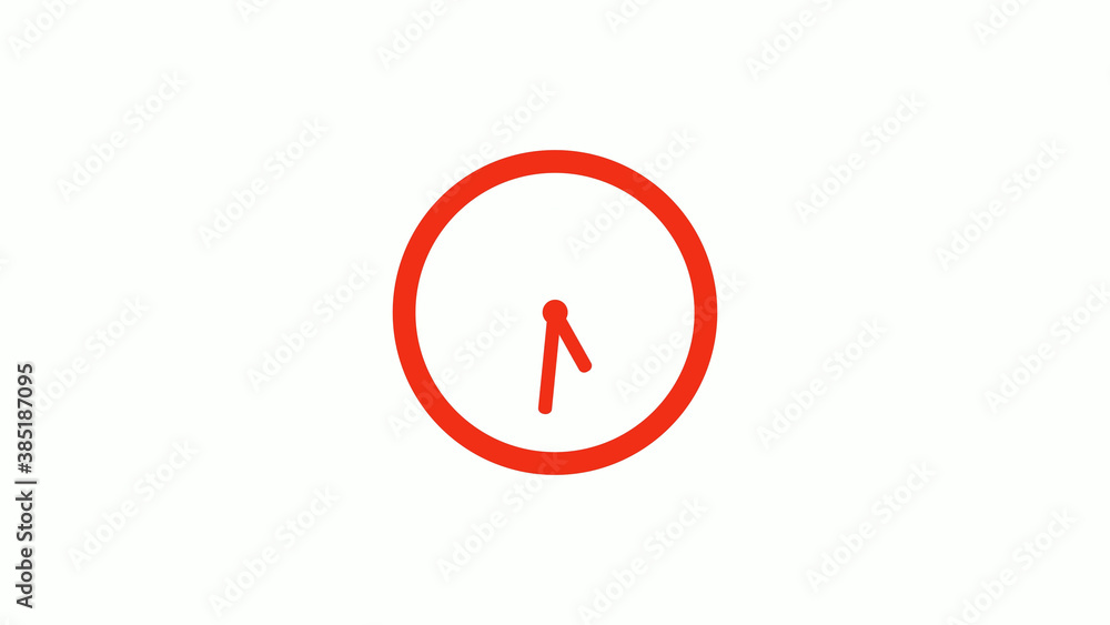 Amazing red color circle clock icon on white background, Red clock icon without trick Amazing red color circle clock icon on white background, Red clock icon without trick