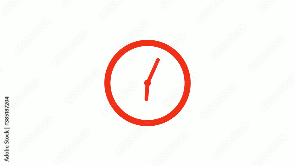 Amazing red color circle clock icon on white background, Red clock icon without trick Amazing red color circle clock icon on white background, Red clock icon without trick
