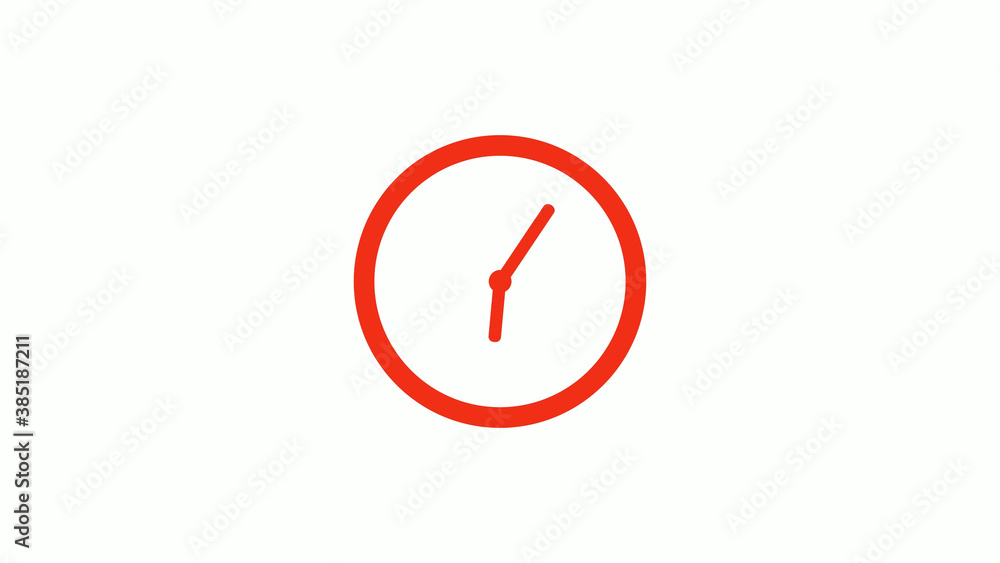 Amazing red color circle clock icon on white background, Red clock icon without trick Amazing red color circle clock icon on white background, Red clock icon without trick