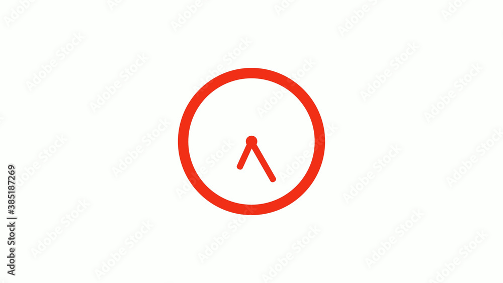 Amazing red color circle clock icon on white background, New clock icon Amazing red color circle clock icon on white background, New clock icon