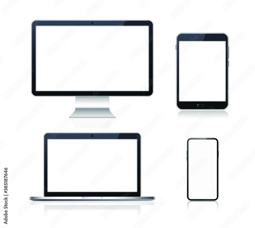 Set of Technological Devices with Blank Screen on White Background . Isolated Vector Elements Set of Technological Devices with Blank Screen on White Background . Isolated Vector Elements